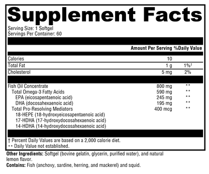 OmegaPure PRM 60 Softgels Supplement Facts