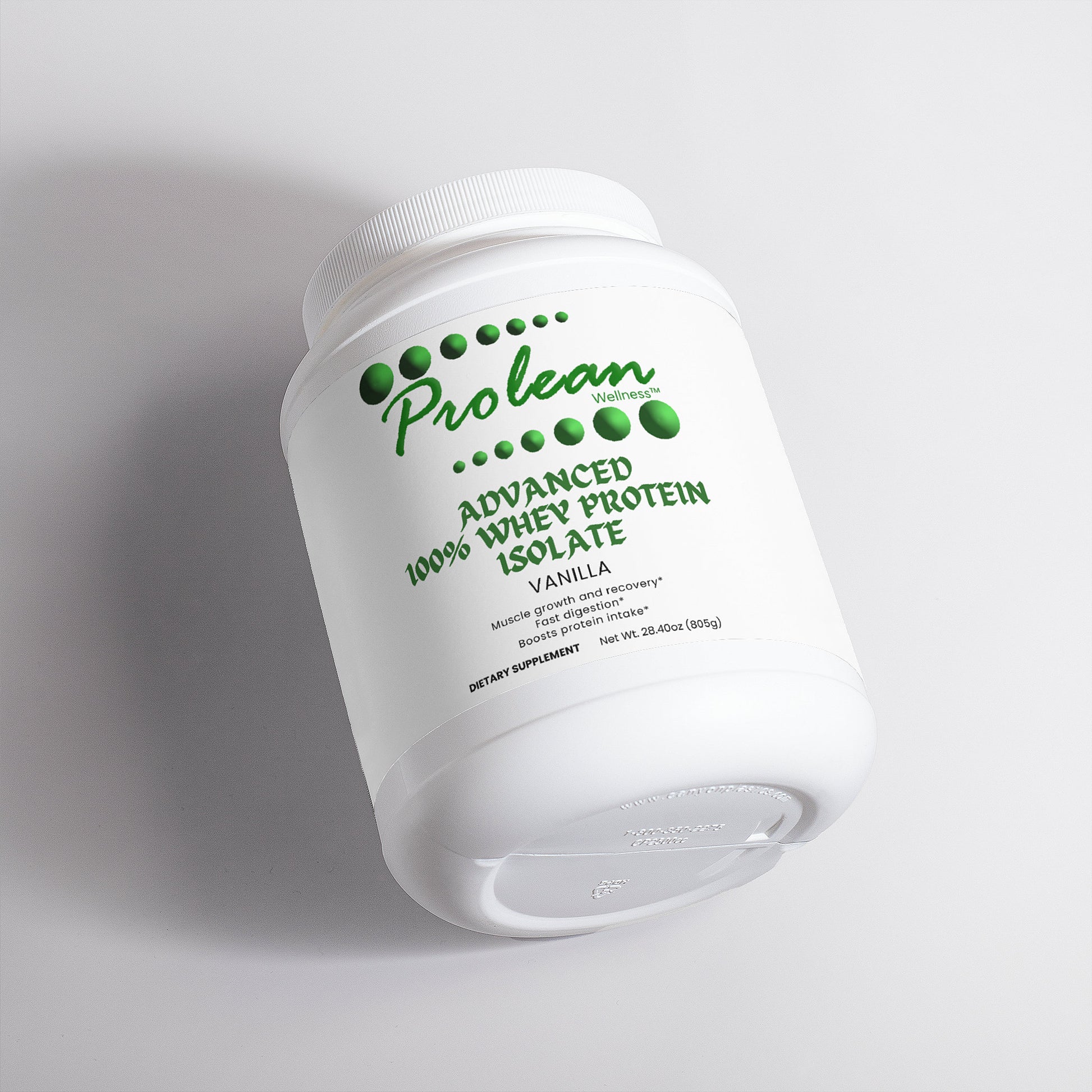 Prolean Whey Protein Isolate Vanilla - Front with Supplements