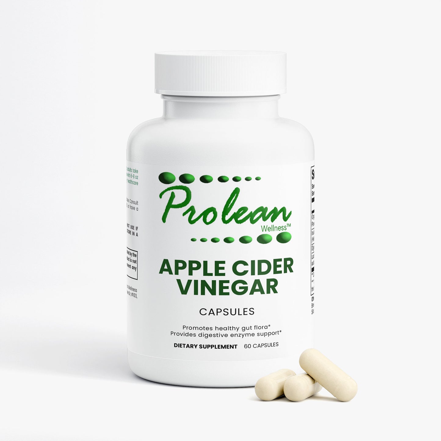 Prolean Apple Cider Vinegar - Front with Supplements