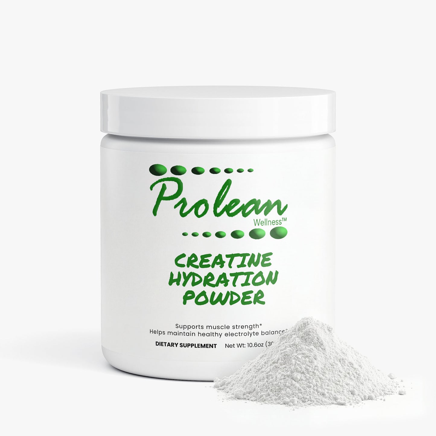 Prolean Creatine Hydration Powder - Front with Supplements