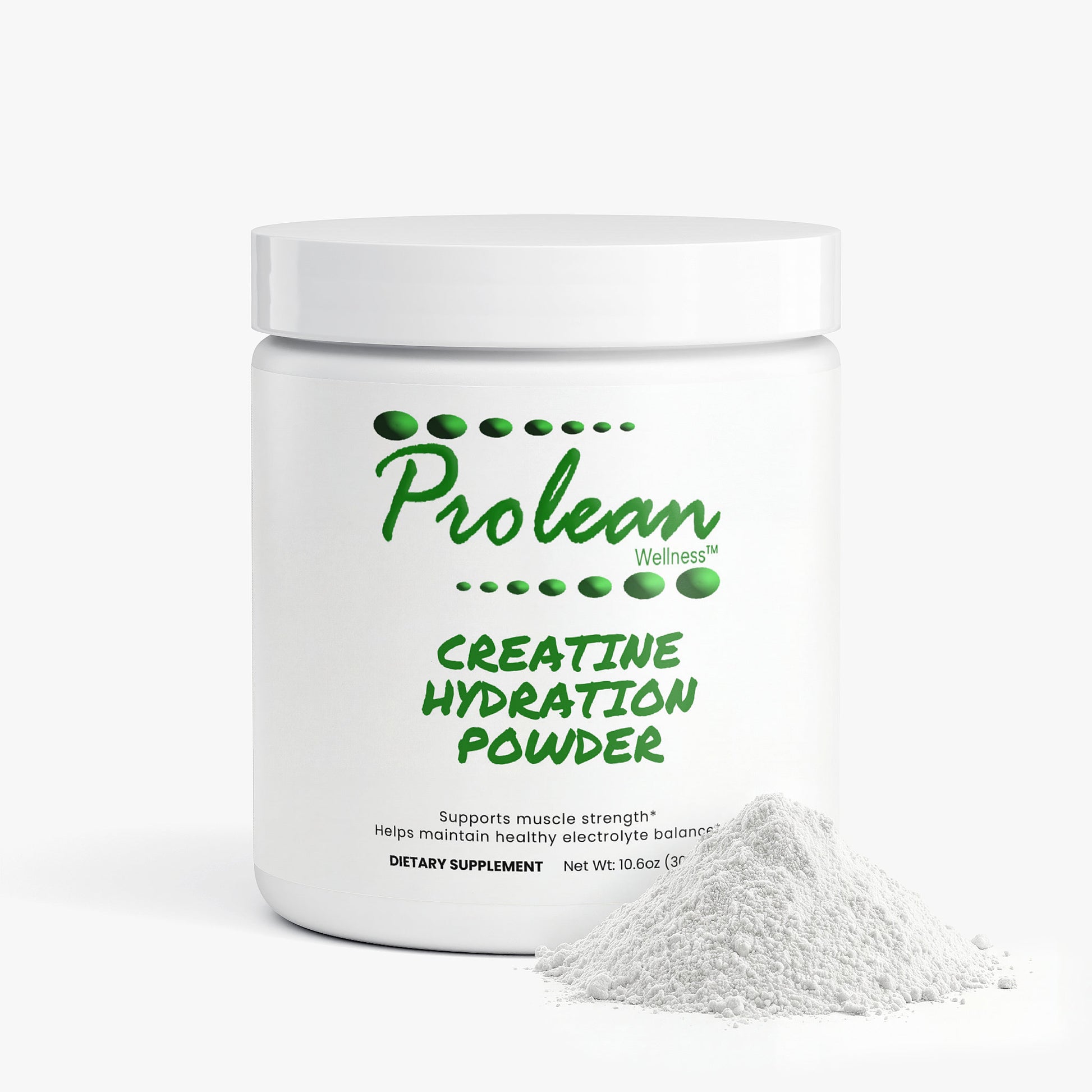 Prolean Creatine Hydration Powder - Front with Supplements