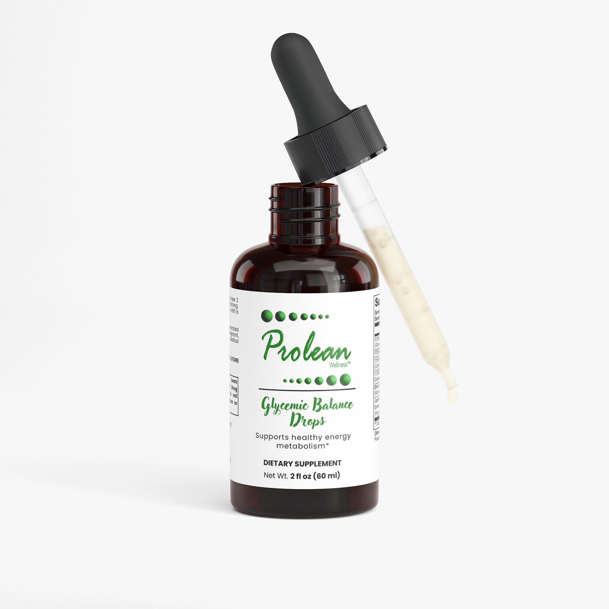 Prolean Glycemic Balance Drops - Front with Supplements