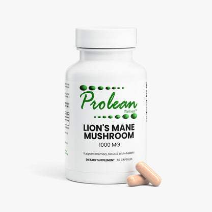 Prolean Lions Mane Mushroom - Front with Supplements