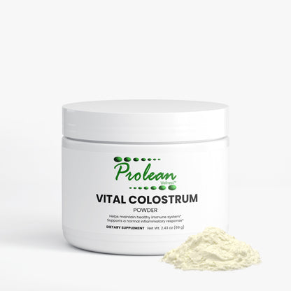 Prolean Vital Colostrum Powder - Front with Supplements