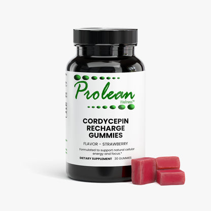 Prolean Cordycepin Recharge Gummies - Front with Supplements