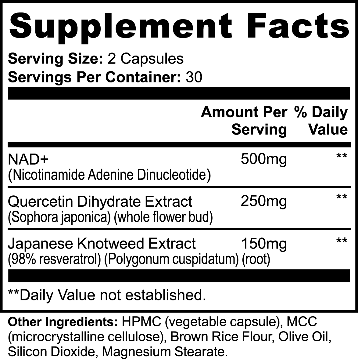 Prolean NAD+ - Ingredients