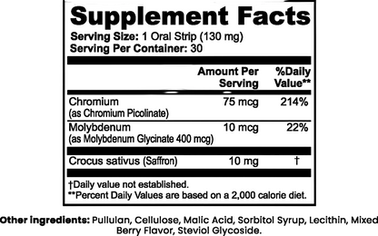 Prolean Saffron Metabobalance Strips ingredients