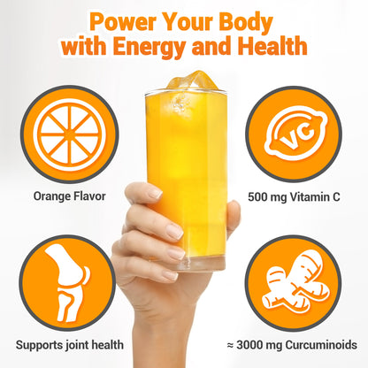 I Love Health Turmeric Drink Mix with 350mg CuminUP60® (3000mg Curcuminoids), 500mg Vitamin C, 100mg Blood Orange & Elderberry Powder | 14X Bioavailability, Immune Support, Anti-Inflammatory, Antioxidant | 15 Packets, Sugar-Free, Gluten-Free, Vegetarian